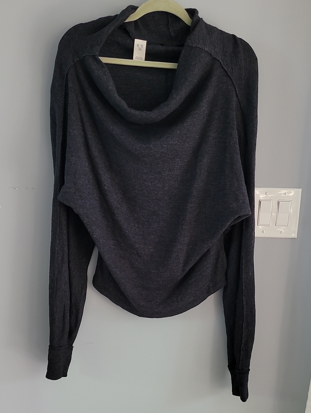 We The Free Charcoal Cowl Neck Bat Wing Sweater